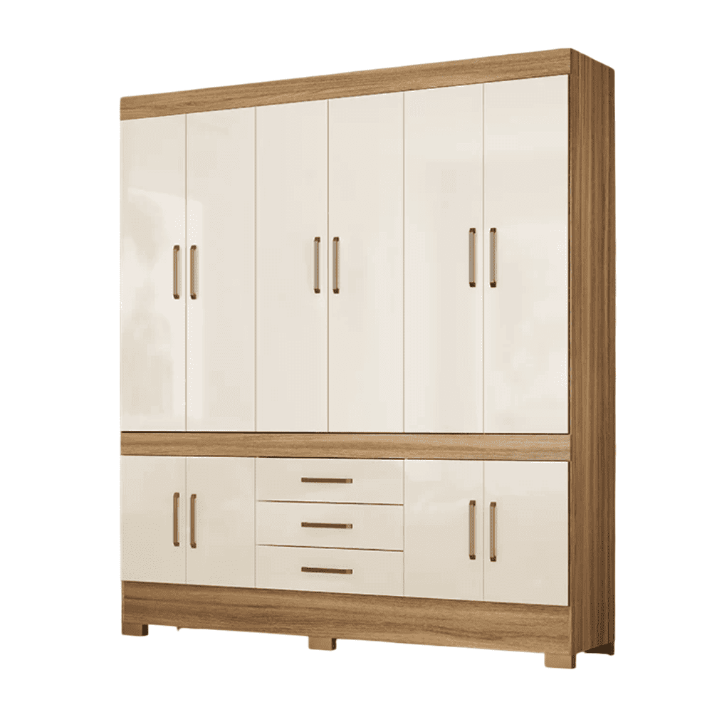 Guarda-Roupa Casal 10 Portas 3 Gavetas Amendola/Off White Dem&oacute;bile New Murano, OffWhite, large image number 0